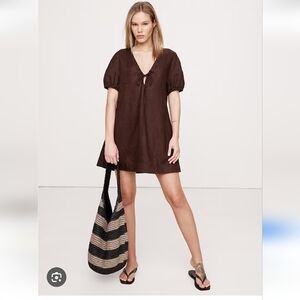 Nwot Banana Republic Chocolate Linen Mini Dress XL